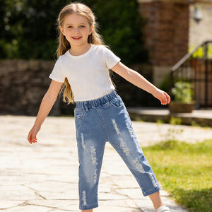Pantalones Vaqueros Personalizados para Niños, Pantalones Vaqueros Azules para Niñas, Jeans Rotos <span class=keywords><strong>con</strong></span> Bolsillos para Niñas Pequeñas, Jeans para Niños de 10 Años - Product Image 1