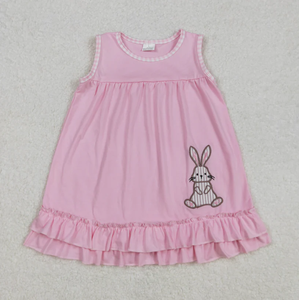 ชุดเดรสเด็กผู้หญิงลายตารางสีชมพูพิมพ์ลายกระต่ายอีสเตอร์ แขนสั้น แต่งระบาย สำหรับเทศกาลอีสเตอร์ - Product Image 5