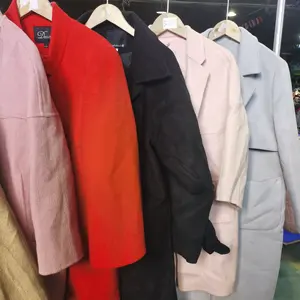 Supplier Wholesale High Quality Second Hand Woman Clothes Used Clothes Women's Wool Blend Coats Women's Wool Coat Long