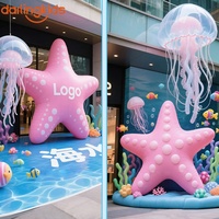 Ensemble de décoration gonflable géant sur le thème de l'océan, étoiles de mer roses, méduses, poissons, coraux pour les centres commerciaux, les événements, les hôtels, les espaces de vente au détail