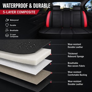 Housses de siège auto en cuir PU respirant de luxe, ensemble complet pour toutes les saisons, compatibles airbag, antidérapantes, ensemble de coussins de siège auto - Product Image 4