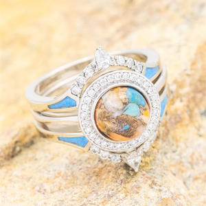 Anello Cocktail Q979 in Oro Massiccio 18K con Pietra Naturale e Diamanti Taglio Brillante Rotondo, Anello di Fidanzamento Raffinato per Donna - Product Image 1