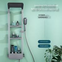 Ensemble de douche thermostatique haut de gamme en laiton avec écran LED numérique, filtration du chlore, étagère de rangement multifonctionnelle, design moderne