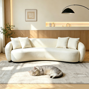 Apartment Layout Upgrade Curved 3 Seater Modular <b>Sofa</b> Adjustable Velvet Textile Solid <b>Wood</b> <b>Frame</b> Indoor Couch - Product Image 1