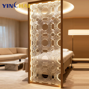 Divisor de Espacios de Lujo de Cristal, Metal Dorado y Acero Inoxidable con Luz para Sala de Estar, Vestíbulo de Casa, Diseño de Partición - Product Image 5