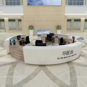 Mobili per reception di marca Qipai realizzati in cina espositore in vetro di qualità superiore banco reception rotondo per ufficio personalizzato all'ingrosso