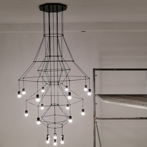 BIỆT THỰ khách sạn nhà bếp phòng ăn ánh sáng mặt dây chuyền Wireflow đèn chùm đèn tròn hình đen dài treo tuyến tính ánh sáng mặt dây chuyền - Product Image 5