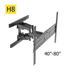 Support TV articulé robuste en gros avec double bras pour téléviseurs <span class=keywords><strong>de</strong></span> 40 à 80 pouces, en acier laminé à froid noir, VESA 600x400mm, charge 50kg - Product Image 1