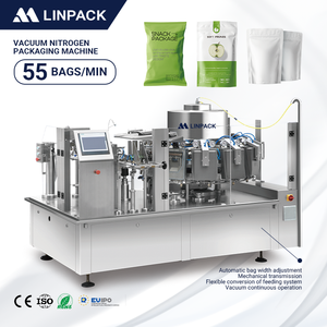 Linpack nhà máy lớn đầy đủ tự động chip đồ ăn nhẹ doypack máy đóng gói quay chân không Nitơ điền vào máy đóng gói cho thực phẩm - Product Image 1