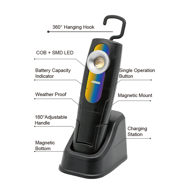 500 Lumen Car Paint Led Inspection Light Rechargeable Colour Matching Lamp Swirl Finder Light for Car Detailing