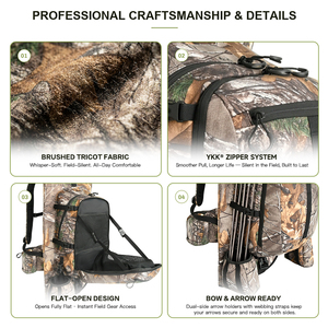 Sac à dos <span class=keywords><strong>de</strong></span> <span class=keywords><strong>chasse</strong></span> GAF 20L imperméable <span class=keywords><strong>en</strong></span> tricot avec fermeture éclair, motif camouflage Real Tree, pour tir à l'<span class=keywords><strong>arc</strong></span>, avec tube à flèches détachable pour <span class=keywords><strong>arc</strong></span> composé - Product Image 3