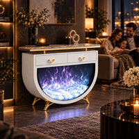 Cheminée électrique d'intérieur moderne avec effet de flamme LED, meuble de rangement décoratif pour appartement