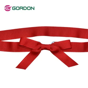 Kemasan hadiah pita pita merah melar dengan pita Grosgrain Loop elastis dasi dasi