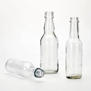 VISTA Empty Clear 150ml 250ml 11oz Chill round Chili tomato bbq hot sauce glass bottle with metal screw cap