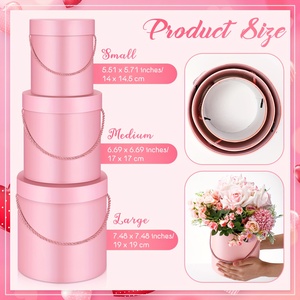 Aierflorist Ensemble <span class=keywords><strong>de</strong></span> 3 boîtes cylindriques <span class=keywords><strong>de</strong></span> fleuriste en <span class=keywords><strong>couleur</strong></span> unie, boîte à fleurs portable, boîte à chapeau <span class=keywords><strong>de</strong></span> fleuriste, boîte ronde pour cadeaux, pour l'emballage <span class=keywords><strong>de</strong></span> fête - Product Image 3