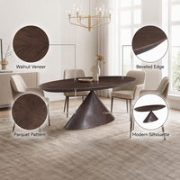 Table à manger extensible en placage de noyer de luxe, grain de bois naturel moderne, écologique, gain de place, mobilier pour la maison et projets hôteliers