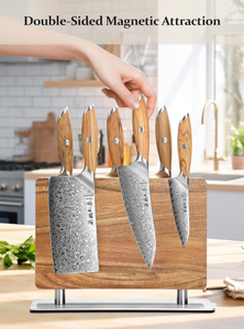 Bloc à couteaux magnétique double face en bois d'acacia de qualité supérieure, sans couteaux, pour la cuisine - Product Image 3