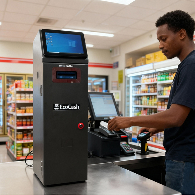 Desktop Automatic Bill Acecptor Kiosks Cash Deposit and Withdrawal Cash Payment Machine with Printer EcoCash Machine