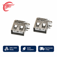 Connecteur USB 2.0 Type A Femelle Empilable FUGANG ST-001-13A, 4 Broches DIP, Acier Inoxydable Étamé, 30V 0.5A 1500 PCB, Vente Directe Usine
