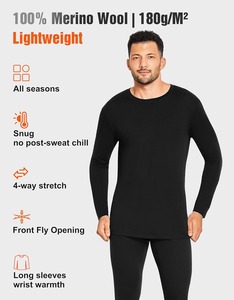 CELINNE Ensemble de sous-vêtements thermiques longs pour homme de haute qualité, 200 g/m², sous-vêtements en laine mérinos pour homme - Product Image 5