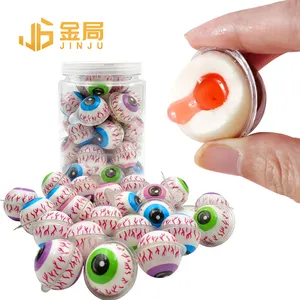Wholesale Sweet Round Fruity Flavours Jam Filled Soft Candy Christmas Gummy Eyeballs Candy