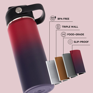 Ensemble de 4 bouteilles isothermes à double paroi de 18 oz, sans BPA, anti-fuite, antidérapantes, gardent le froid pendant 24 heures - Product Image 3