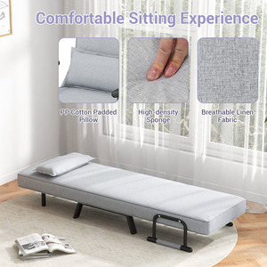 Sillón Sofá Plegable Convertible en Cama, Reclinable, Sillón Individual para Descanso, con Cojines para Oficina y Sala de Estar - Product Image 4