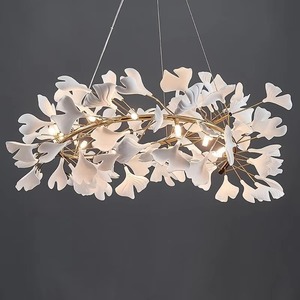 Lámpara Colgante LED Moderna de Lujo con Hojas de Ginkgo, Marco Dorado, para Sala de Estar, Comedor, Vestíbulo de Hotel - Product Image 1