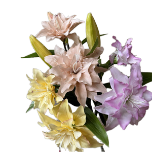 Fiore di Giglio Artificiale a Stelo Lungo, <span class=keywords><strong>Bouquet</strong></span> di Fiori in Seta a Fiore Intero per Decorazioni Casa, Matrimoni, Feste, Docce, Regali Fai-da-Te - Product Image 1