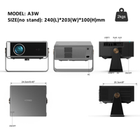 2025 nuevo A3W Mini portátil inteligente Android 11 nativo 1080P 4K 400 ANSI lúmenes cine Video LCD proyector de cine en casa para dormitorio