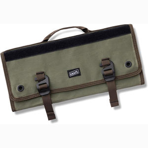 Free sample Waxed Canvas Chef <b>Knife</b> Roll - 15 <b>Knife</b> Slots Card <b>Holder</b> and Zippered Pocket Genuine Leather and Brass Buckles - Product Image 1