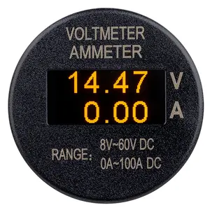 Hot Waterproof Round 8-60V Mini Oled Dc Dual Digital Voltmeter Ammeter Display Voltage And Amp Display Dc