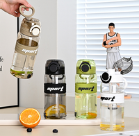 Bouteilles d'eau écologiques modernes pour hommes, femmes et étudiants, avec pailles anti-chute, couvercles pop-up et poignées compactes pour le sport et les voyages