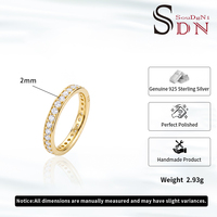 Bague minimaliste en argent sterling avec moissanite taille ronde, bague éternité complète empilable en moissanite pour hommes et femmes, vente en gros