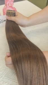 Extensions de <span class=keywords><strong>cheveux</strong></span> indiens Remy à bandes adhésives 100% naturels, double trame machine, vierges, emballage en vrac, couleur claire, vente en gros pour femmes - Product Image 3