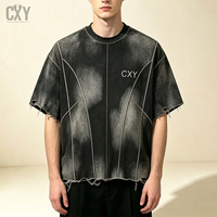 Short en jean déchiré Y2K Grunge personnalisé avec bordure vert néon et ourlet ondulé en jersey, décontracté, écologique, vente en gros d'usine OEM pour hommes