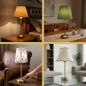 Lampada da Tavolo Vintage Ricaricabile in Tessuto, Stile Retrò, per Matrimoni e Arredamento Soggiorno, <span class=keywords><strong>Paralume</strong></span> Classico per Illuminazione da Tavolo per Ristoranti - Product Image 2
