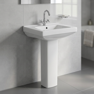 Ensemble de salle de bain design blanc Toilette et lavabo sur pied complets en céramique blanche chinoise Articles sanitaires en porcelaine - Product Image 6