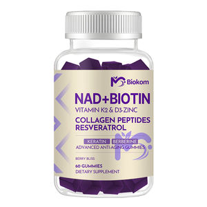 OEM ODM Nad <span class=keywords><strong>Biotin</strong></span> Gummies ile kollajen, resverodm l, Berberine, çinko, saç, cilt, çivi ve eklem takviyesi için K2 & D3 vitamini - Product Image 1