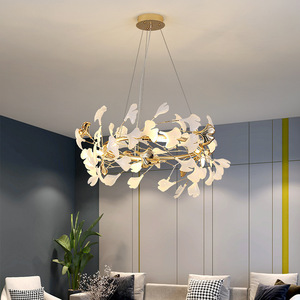 Op maat gemaakte meubels luxe keramiek metaal Ginkgo Biloba blad serie tafellamp vloerlamp wandlamp kroonluchter Ginkgo verlichting - Product Image 4