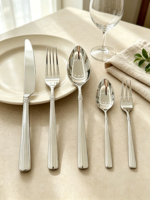 Ensemble de couverts en acier inoxydable 18-10, finition miroir, manche cannelé, cuillère, fourchette, couteau, vaisselle pour mariage, fête, dîner