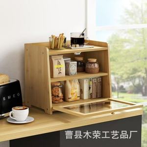 กล่องขนมปังไม้ไผ่ ชั้นวางปรับระดับได้สองชั้น ตู้เก็บของบนเคาน์เตอร์ครัว - Product Image 4