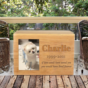 Custom Wooden Dog Pet Cremation Urn Rectangle Photo <b>Box</b> <b>Memorial</b> For Dogs With Engraved Name And Dates - Product Image 3