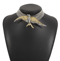 Collier ras du cou multi-rangs en diamant complet, style exagéré, oiseau volant, hirondelle, tendance, pour filles branchées