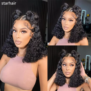 Pas cher Kinky Curly Short Bob Perruque de <span class=keywords><strong>Cheveux</strong></span> Humains Perruques Lace Front de <span class=keywords><strong>Cheveux</strong></span> Humains pour les Femmes Noires Bruts Vietnamiens <span class=keywords><strong>Cheveux</strong></span> HD Lace Frontal Perruques - Product Image 4