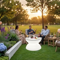 Lumind - Tabourets de jardin d'extérieur, table et chaise LED imperméables pour balcon, bar, restaurant, mobilier lumineux créatif et de loisirs