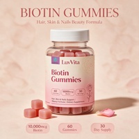 Gummies véganes de biotine en gros 10000mcg – Favorise la croissance saine des cheveux, l'éclat de la peau et des ongles forts – Complément alimentaire sans OGM