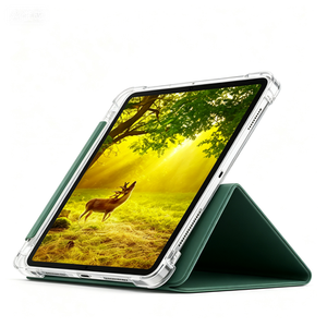 Funda Triple para Tablet <span class=keywords><strong>Samsung</strong></span> Galaxy <span class=keywords><strong>Tab</strong></span> A8 10.5 <span class=keywords><strong>SM</strong></span> <span class=keywords><strong>X200</strong></span> X205 con Cuero PU y Cubierta Trasera Transparente de TPU Suave - Product Image 4