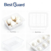 Barquettes alimentaires jetables personnalisées en plastique PET, 1 mm d'épaisseur, recyclables, avec couvercle, pour soupes, raviolis, desserts et gâteaux