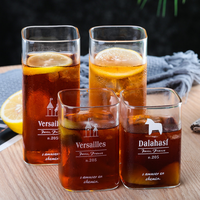 Tasse à café en verre transparent, 26 Designs personnalisés, vente en gros, gobelet créatif Long, pour le lait, le thé, jus